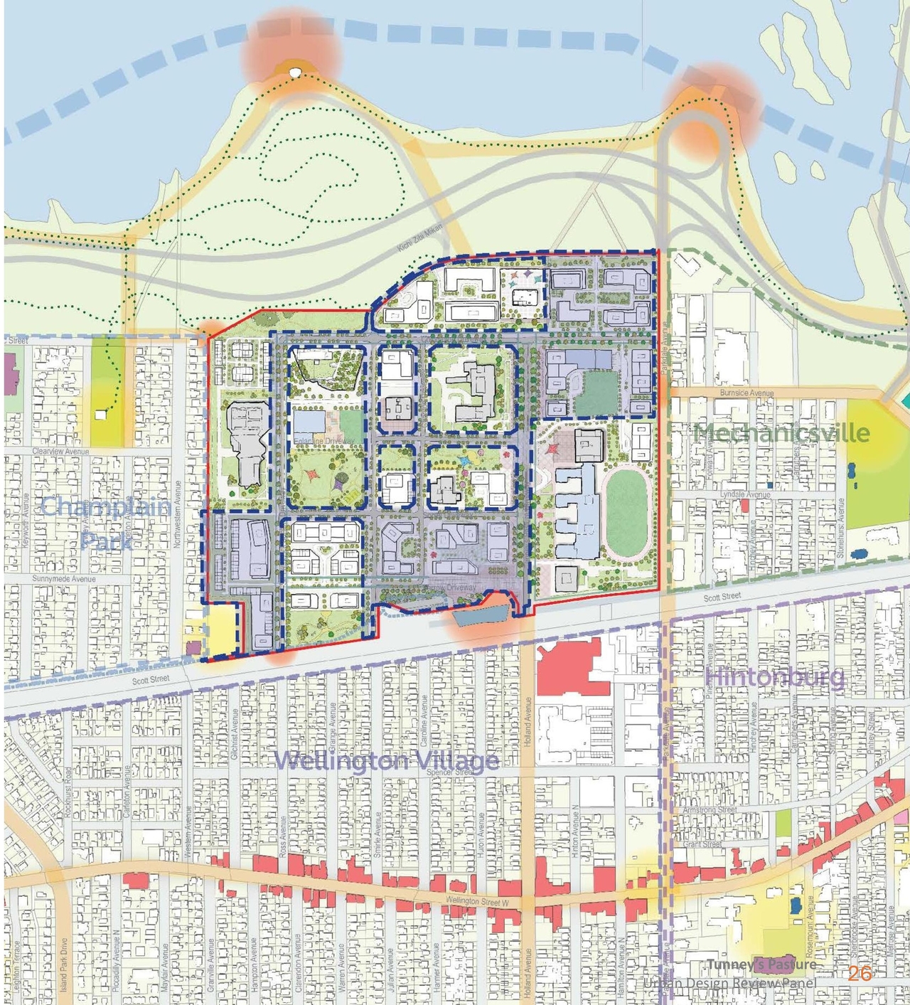 Construction site plan for project from page 26 of the file '2025-09-26 - Urban Design Review Panel - D07-16-24-0022'