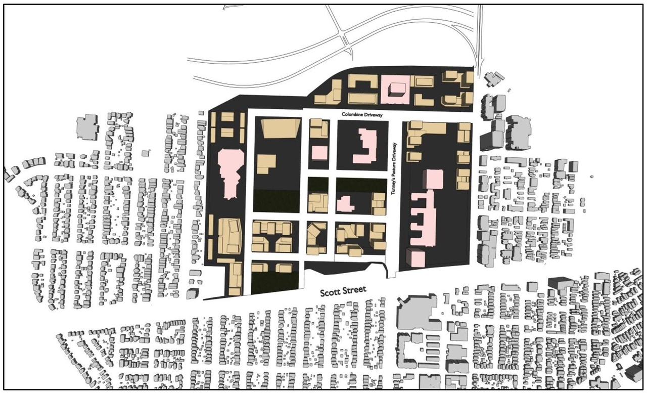 Construction site plan for project from page 35 of the file '2025-09-26 - Urban Design Review Panel - D07-16-24-0022'