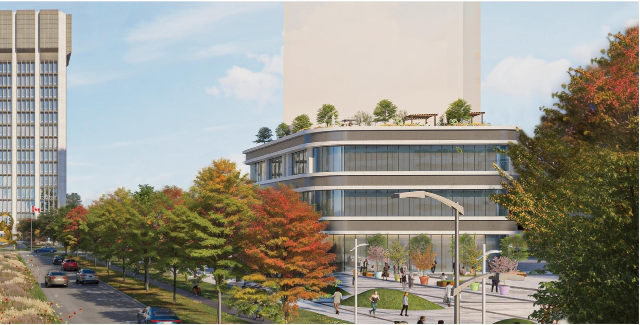 Rendering of building from page 7 of the file '2024-12-09 - Urban Design Brief - D07-16-24-0022'