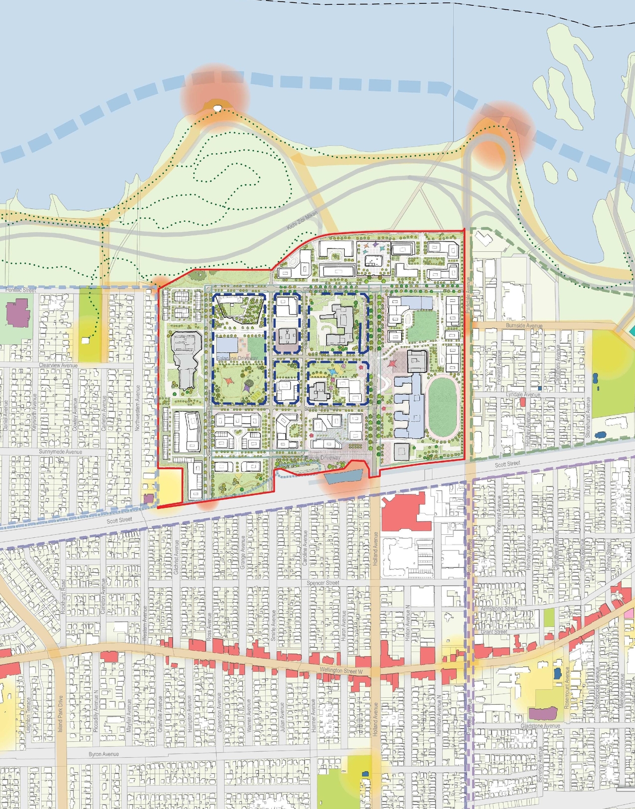 Construction site plan for project from page 41 of the file '2024-12-09 - Urban Design Brief - D07-16-24-0022'