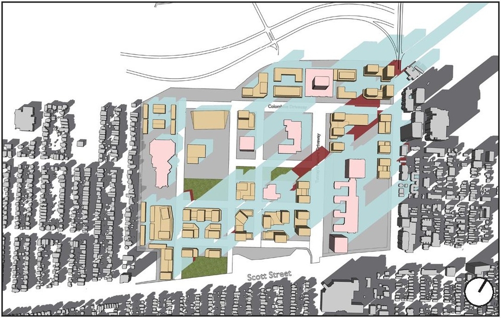 Construction site plan for project from page 55 of the file '2024-12-09 - Urban Design Brief - D07-16-24-0022'