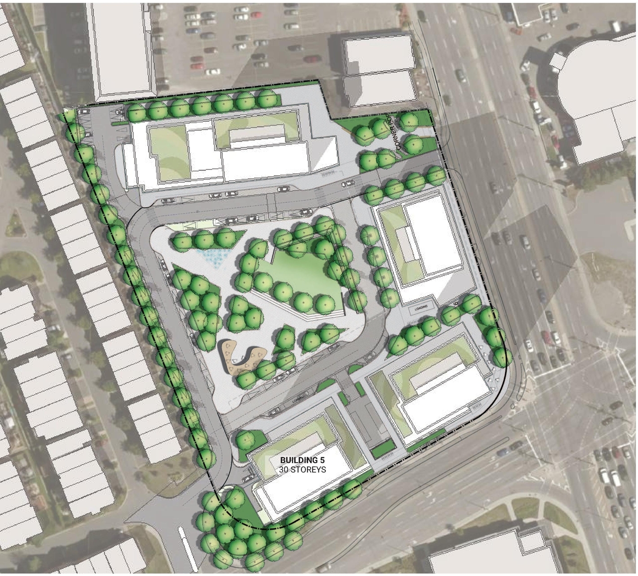 Construction site plan for project from page 27 of the file '2025-03-18 - Urban Design Brief - D07-16-24-0025'