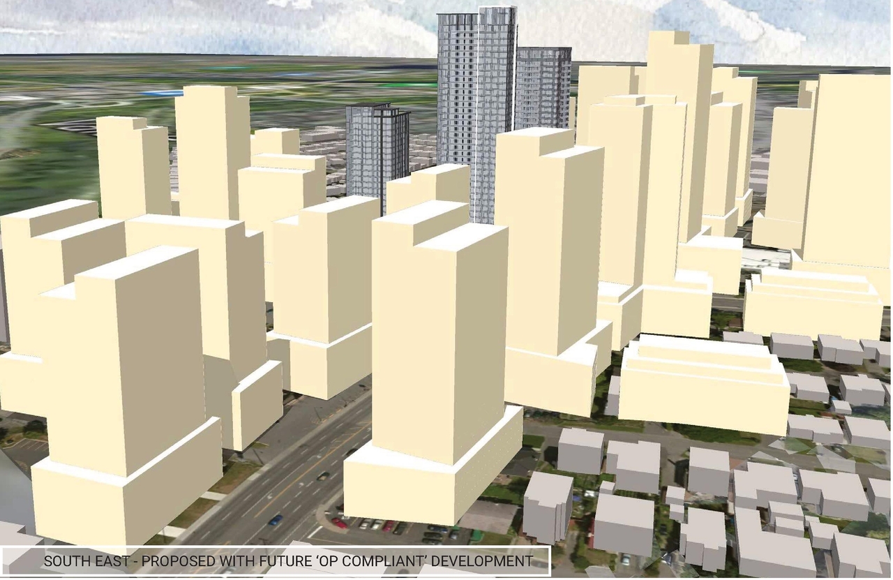 Rendering of building from page 38 of the file '2025-04-04 - Revised Design Brief - D07-16-24-0025'