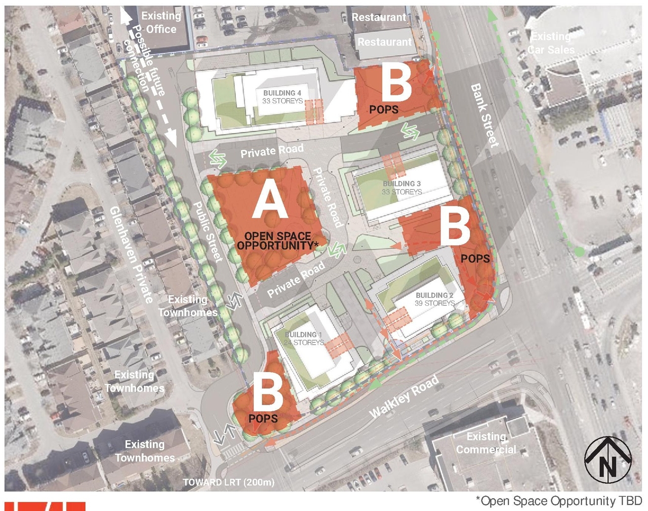 Construction site plan for project from page 30 of the file '2024-10-15 - Urban Design Brief - D07-16-24-0025'