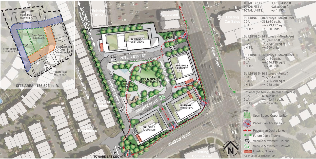 Construction site plan for project from page 26 of the file '2025-04-04 - Urban Design Review Panel Report - D07-16-24-0025'