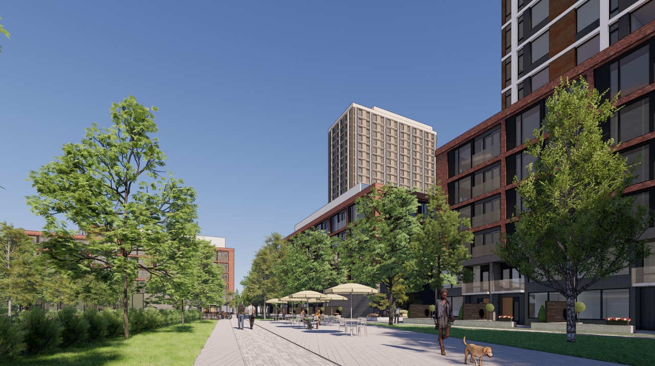 Rendering of building from page 49 of the file '2025-08-08 - Urban Design Brief - D07-16-25-0013'