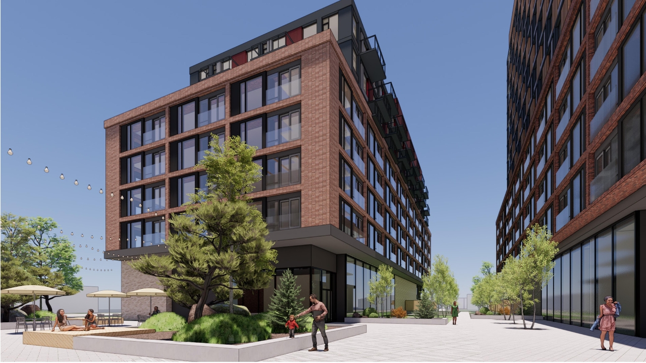 Rendering of building from page 50 of the file '2025-08-08 - Urban Design Brief - D07-16-25-0013'