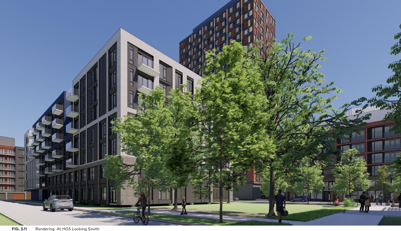 Rendering of building from page 53 of the file '2025-08-08 - Urban Design Brief - D07-16-25-0013'