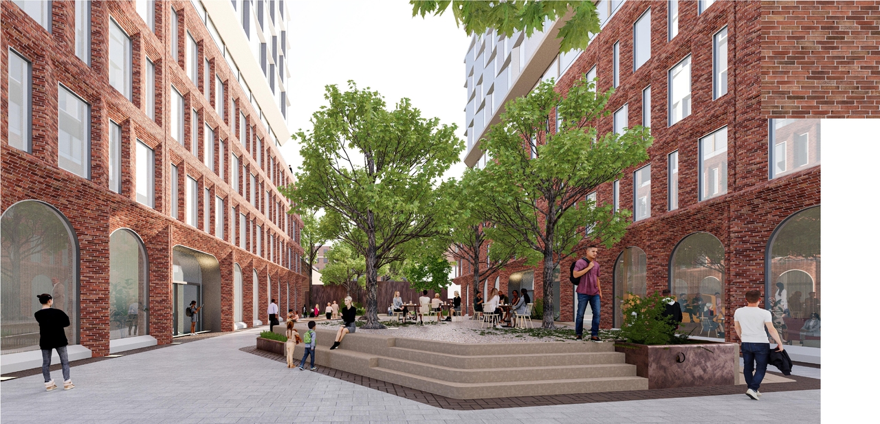 Rendering of building from page 18 of the file '2026-01-27 - Design Brief - D09-04-20-0013'