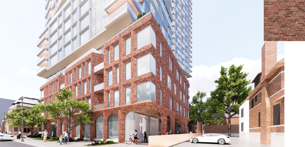 Rendering of building from page 24 of the file '2026-01-27 - Design Brief - D09-04-20-0013'