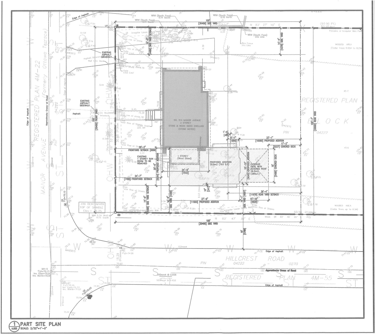 Construction site plan for project from page 4 of the file '2023-03 Elevations and Renderings'