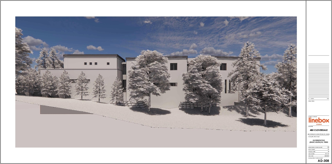 Rendering of building from page 4 of the file '480 Cloverdale - Renderings'