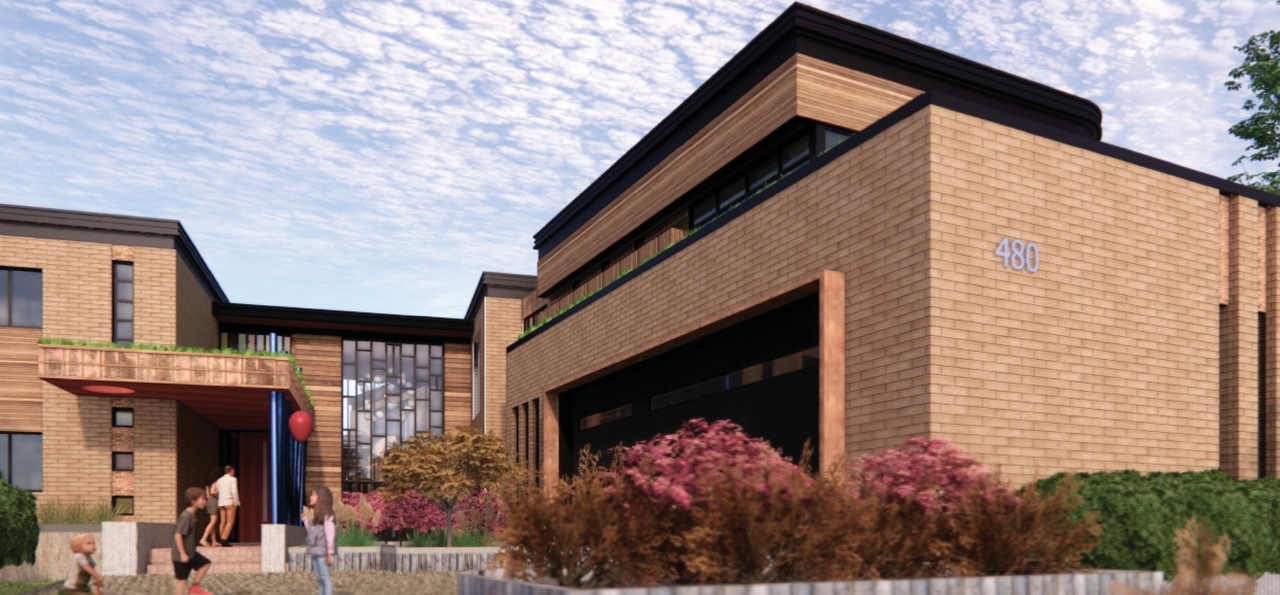 Rendering of building from page 13 of the file '480 Cloverdale - Renderings'