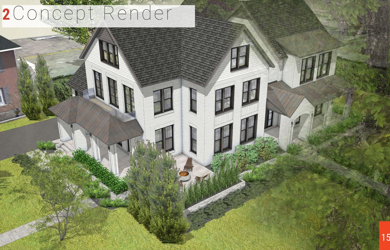 Rendering of building from page 5 of the file '1 Maple - 1112 Lisgar Proposed Renderings'