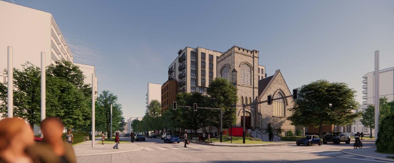 Rendering of building from page 17 of the file '315 Chapel Street - Design Brief'