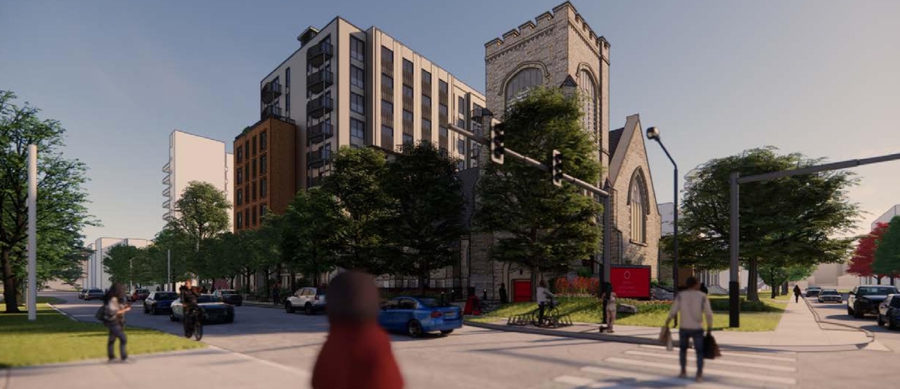 Rendering of building from page 18 of the file '315 Chapel Street - Design Brief'