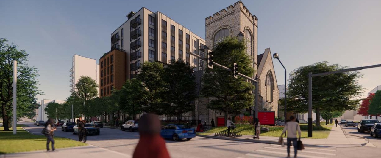 Rendering of building from page 18 of the file '315 Chapel Street - Design Brief'