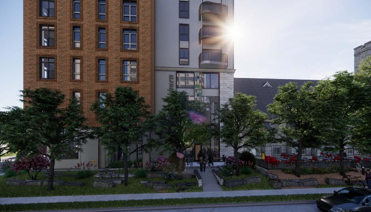 Rendering of building from page 24 of the file '315 Chapel Street - Design Brief'