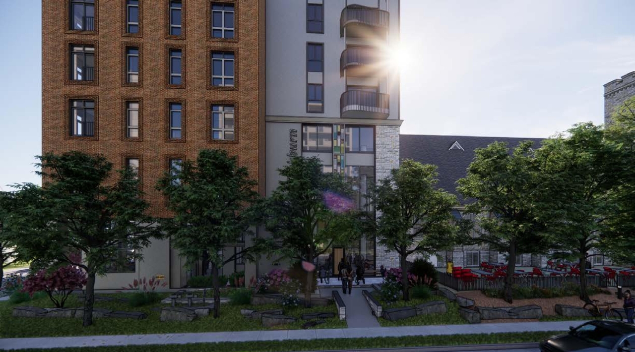 Rendering of building from page 24 of the file '315 Chapel Street - Design Brief'