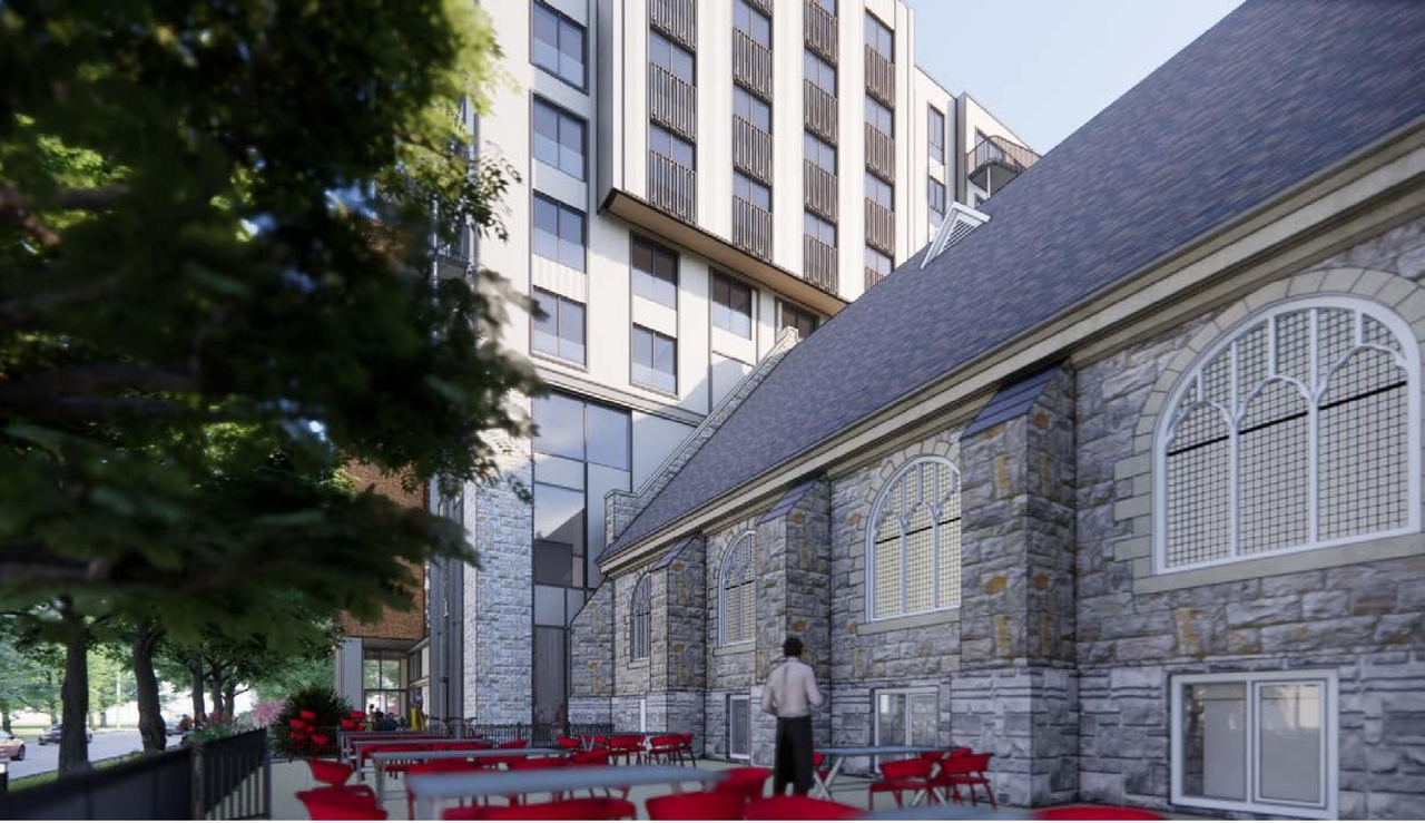 Rendering of building from page 28 of the file '315 Chapel Street - Design Brief'