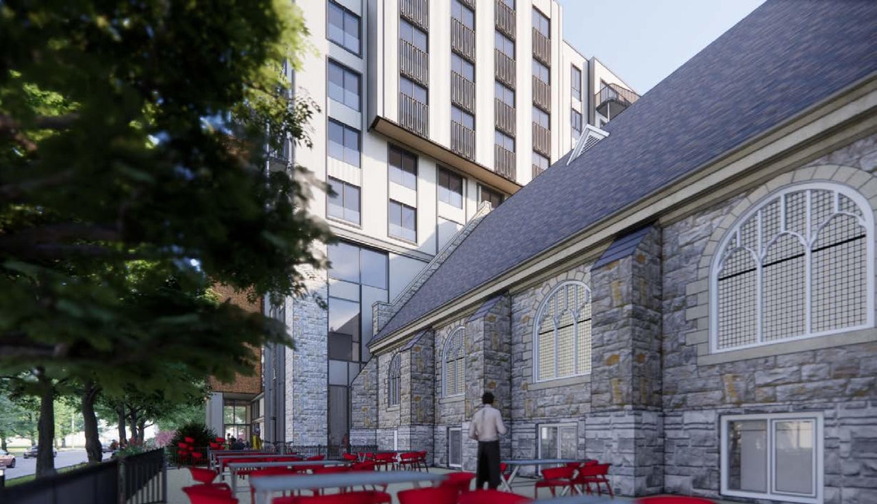 Rendering of building from page 28 of the file '315 Chapel Street - Design Brief'