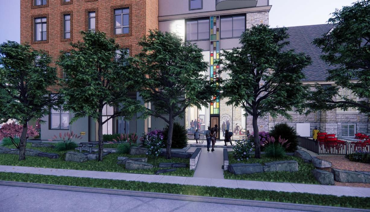 Rendering of building from page 29 of the file '315 Chapel Street - Design Brief'