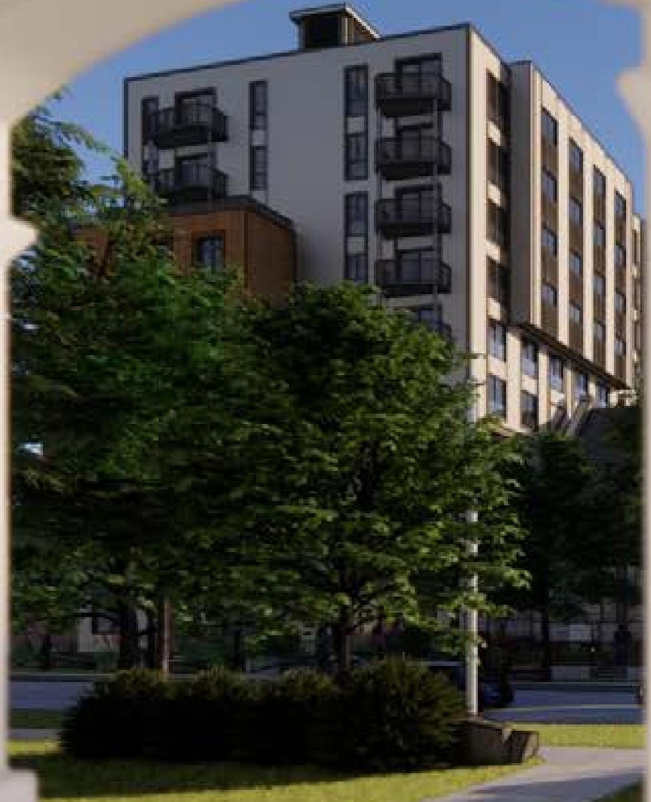Rendering of building from page 32 of the file '315 Chapel Street - Design Brief'