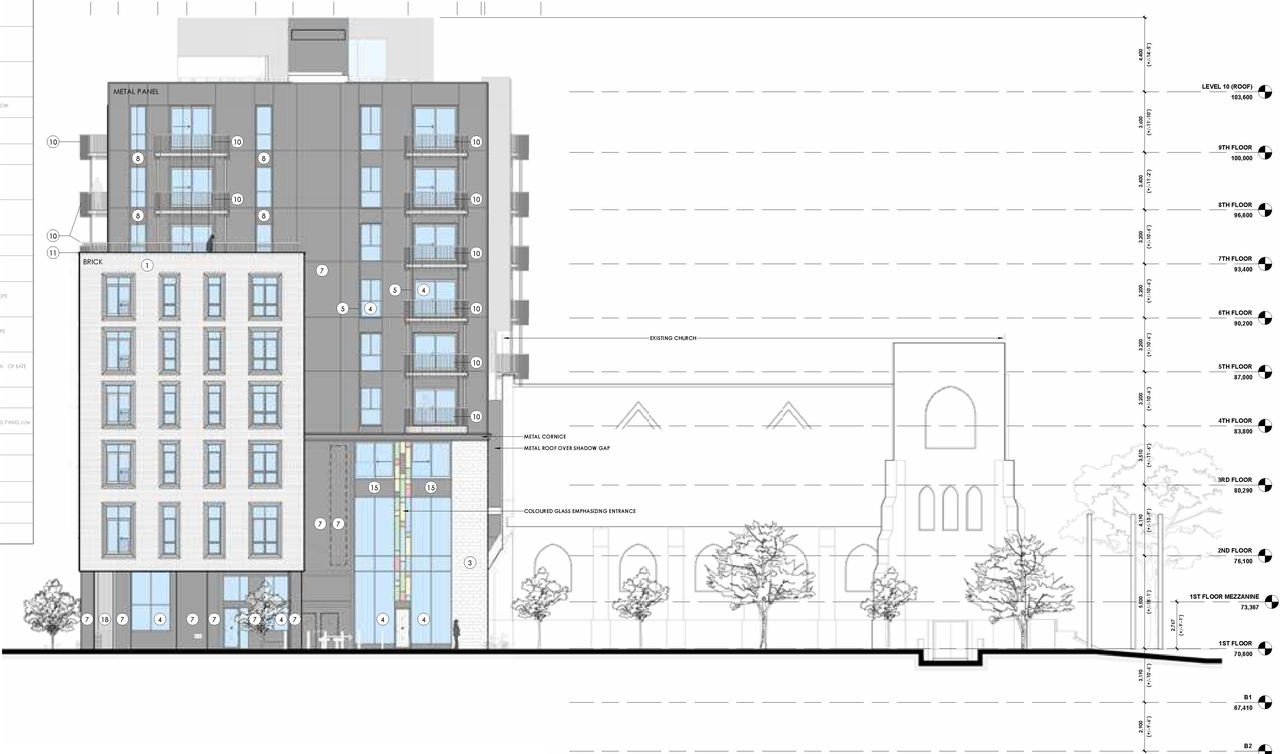 Rendering of building from page 49 of the file '315 Chapel Street - Design Brief'