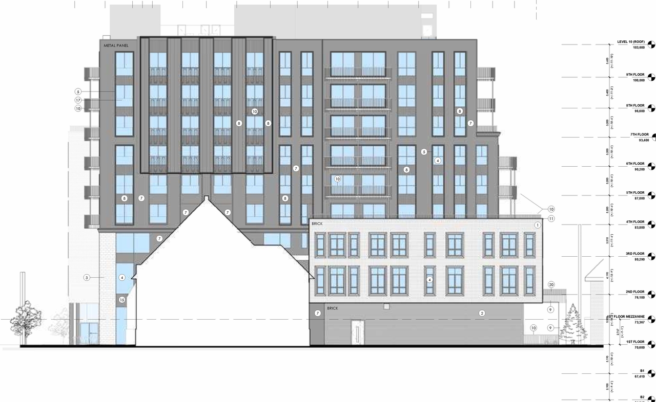 Rendering of building from page 50 of the file '315 Chapel Street - Design Brief'