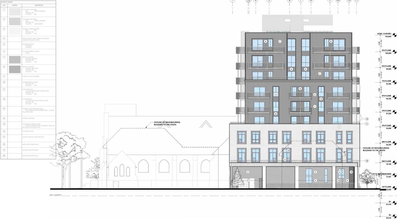 Rendering of building from page 51 of the file '315 Chapel Street - Design Brief'