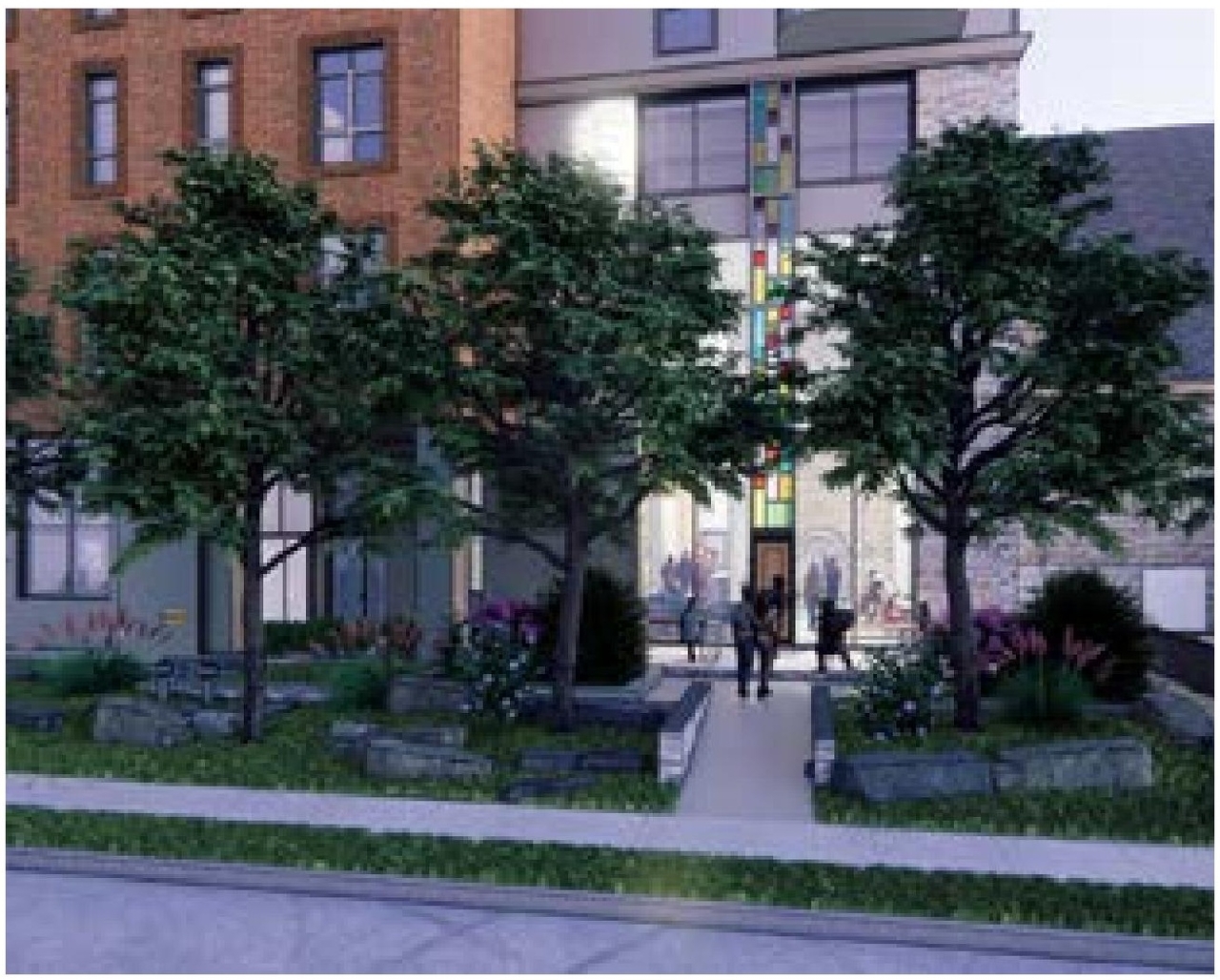 Rendering of building from page 71 of the file '315 Chapel Street - Design Brief'