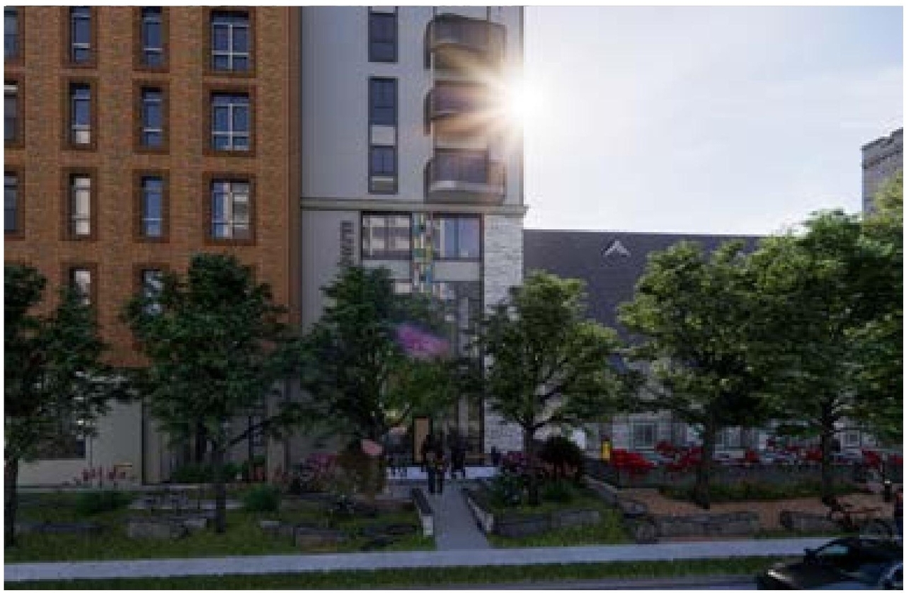 Rendering of building from page 71 of the file '315 Chapel Street - Design Brief'