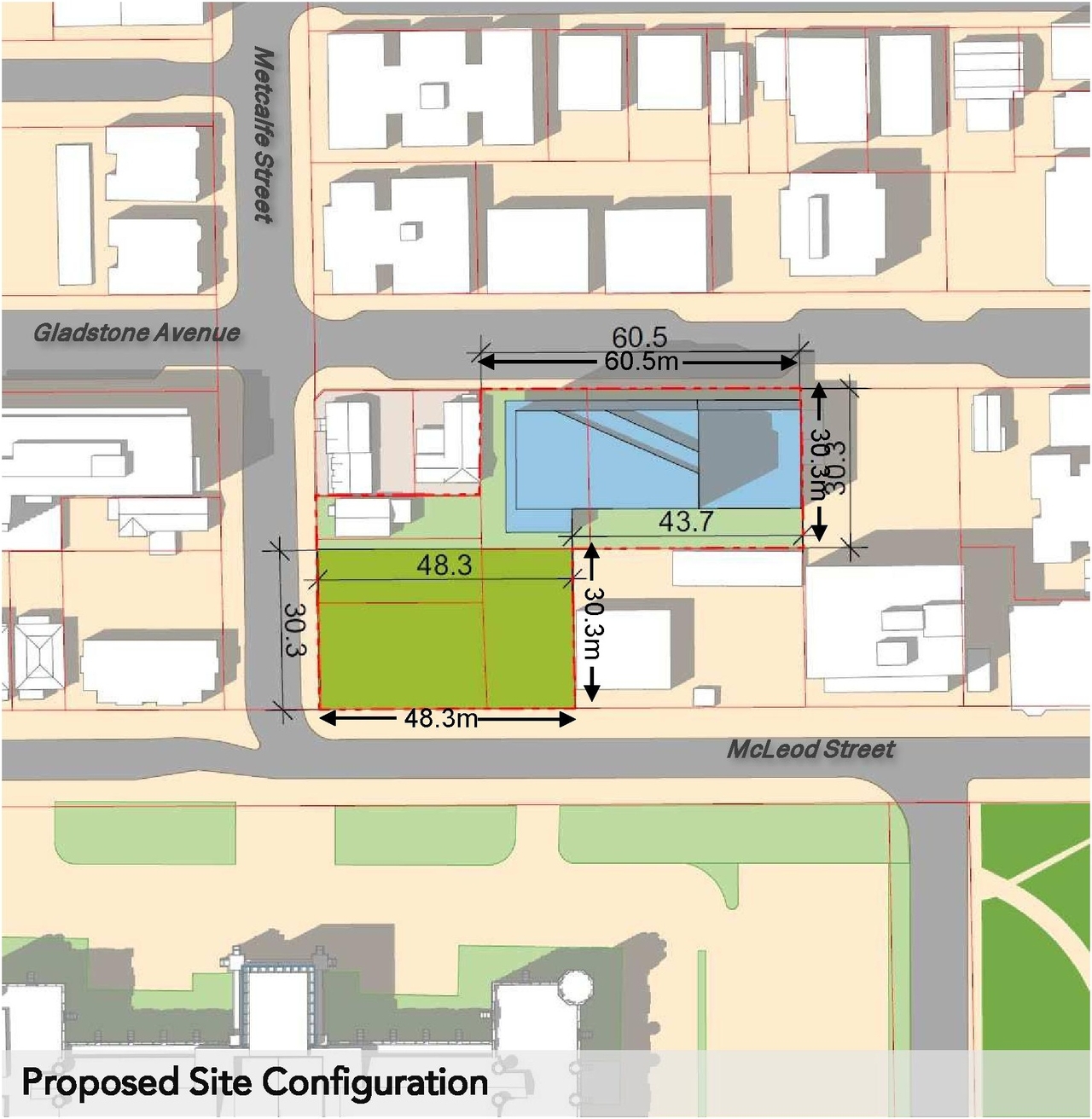 Construction site plan for project from page 5 of the file 'Design Competition Details, Principles and Guidelines (Excerpt from UDRP presentation]'