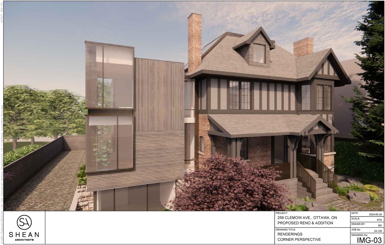 Rendering of building from page 3 of the file '259 Clemow - Renderings'