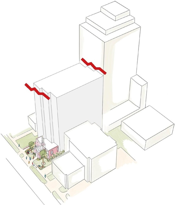 Rendering of building from page 9 of the file '254 Argyle - Urban Design Brief'
