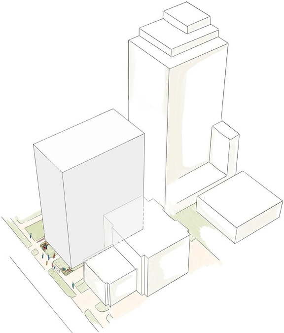 Rendering of building from page 9 of the file '254 Argyle - Urban Design Brief'